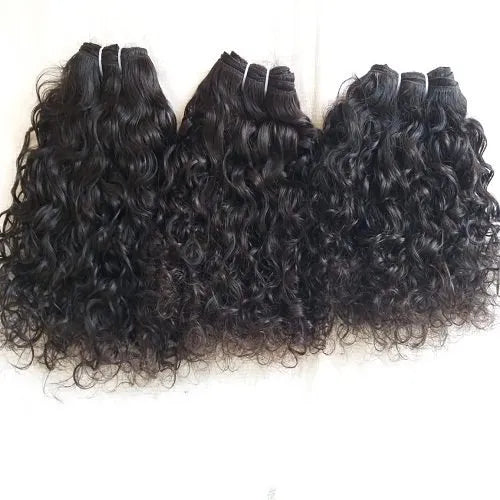 Weft (weave) real virgin human hair - Natural natural curly - Brazilian origin from Rio de Janeiro - 100 g