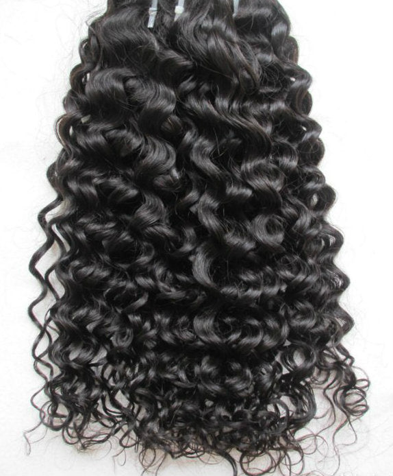 Weft (weave) real virgin human hair - Natural natural curly - Brazilian origin from Rio de Janeiro - 100 g